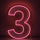 LED Neon Zahl 3 als moderne Wanddekoration