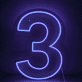 LED Neon Zahl 3 als moderne Wanddekoration