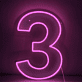 LED Neon Zahl 3 als moderne Wanddekoration