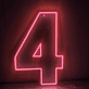 LED Neon Zahl 4 als moderne Wanddekoration