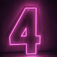 LED Neon Zahl 4 als moderne Wanddekoration