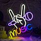 Music LED Neonschild mit Mikrofon und Handmotiv
