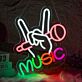 Music LED Neonschild mit Mikrofon und Handmotiv