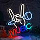 Music LED Neonschild mit Mikrofon und Handmotiv