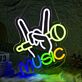 Music LED Neonschild mit Mikrofon und Handmotiv