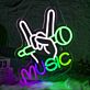 Music LED Neonschild mit Mikrofon und Handmotiv