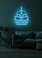 Lotusblume mit meditierender Figur LED-Neonschild für Wohnzimmer Yoga Studio