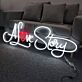 A Love Story mit Herz LED-Neonschild