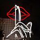 Lippen mit Schweigegeste als LED-Neonschild