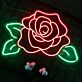 Rosenblüte mit Blättern LED-Neonschild Wohnzimmer Dekoration