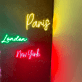 Paris London New York LED-Neonschild für Wohnzimmer Bar