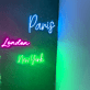 Paris London New York LED-Neonschild für Wohnzimmer Bar
