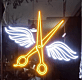 Schere mit Flügeln LED-Neonschild für Friseursalon