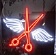 Schere mit Flügeln LED-Neonschild für Friseursalon