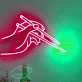 Hand mit Essstäbchen und Dim Sum LED-Neonschild für Restaurant