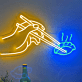 Hand mit Essstäbchen und Dim Sum LED-Neonschild für Restaurant