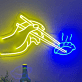 Hand mit Essstäbchen und Dim Sum LED-Neonschild für Restaurant