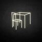 Tisch und Stuhl als grafisches LED-Neonschild