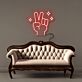 Hand mit Victory Zeichen und Sternen LED-Neonschild Wohnzimmer Lounge