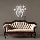 Hand mit Victory Zeichen und Sternen LED-Neonschild Wohnzimmer Lounge