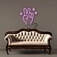 Hand mit Victory Zeichen und Sternen LED-Neonschild Wohnzimmer Lounge