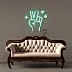 Hand mit Victory Zeichen und Sternen LED-Neonschild Wohnzimmer Lounge