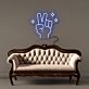 Hand mit Victory Zeichen und Sternen LED-Neonschild Wohnzimmer Lounge