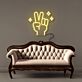 Hand mit Victory Zeichen und Sternen LED-Neonschild Wohnzimmer Lounge
