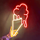 Eiswaffel mit Kugeln LED-Neonschild für Café Eisdiele