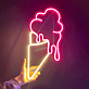 Eiswaffel mit Kugeln LED-Neonschild für Café Eisdiele