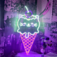 Eiswaffel mit Katze und Kirsche LED-Neonschild für Café oder Kinderzimmer