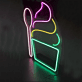 Eisbecher mit Löffel LED-Neonschild für Eiscafé Imbiss