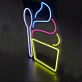 Eisbecher mit Löffel LED-Neonschild für Eiscafé Imbiss