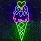 Eiswaffel mit Herz LED-Neonschild für Café und Eisdiele