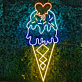 Eiswaffel mit Herz LED-Neonschild für Café und Eisdiele