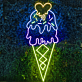Eiswaffel mit Herz LED-Neonschild für Café und Eisdiele