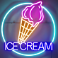 ICE CREAM LED-Neonschild mit Eistüten-Motiv