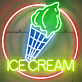 ICE CREAM LED-Neonschild mit Eistüten-Motiv