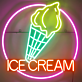 ICE CREAM LED-Neonschild mit Eistüten-Motiv