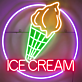 ICE CREAM LED-Neonschild mit Eistüten-Motiv