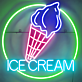 ICE CREAM LED-Neonschild mit Eistüten-Motiv