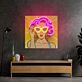 Frau mit pinken Haaren im Pop-Art Stil LED-Neonschild für Wohnzimmer Kunstgalerie