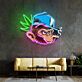 Affenkopf mit Basecap und Zigarette LED-Neonschild Wohnzimmer Bar