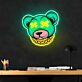 Bärengesicht mit Kette LED-Neonschild Wohnzimmer Gamingzimmer