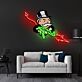 Comicfigur mit Maschinengewehr und Teufelsschwanz LED-Neonschild für Gamingzimmer