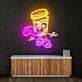 Kaffeebecher mit Comicgesicht LED-Neonschild für Café Küche