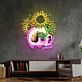Totenschädel mit Sonnenblumen LED-Neonschild Wohnzimmer Studio