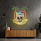 Totenkopf mit Palmen und Cocktail LED-Neonschild für Bar Club