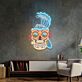 Meereswelle mit Palme und Hibiskusblüte LED-Neonschild für Wohnzimmer oder Bar
