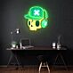 Totenkopf mit Basecap und Kopfhörern LED-Neonschild für Gamingzimmer